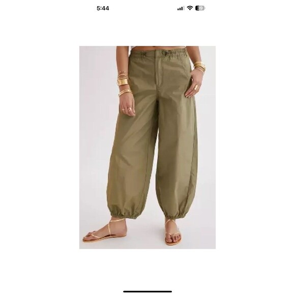 By Anthropologie Womans Packable Sporty Parachute Pants Size S Green Boho Hippie - Picture 2 of 11